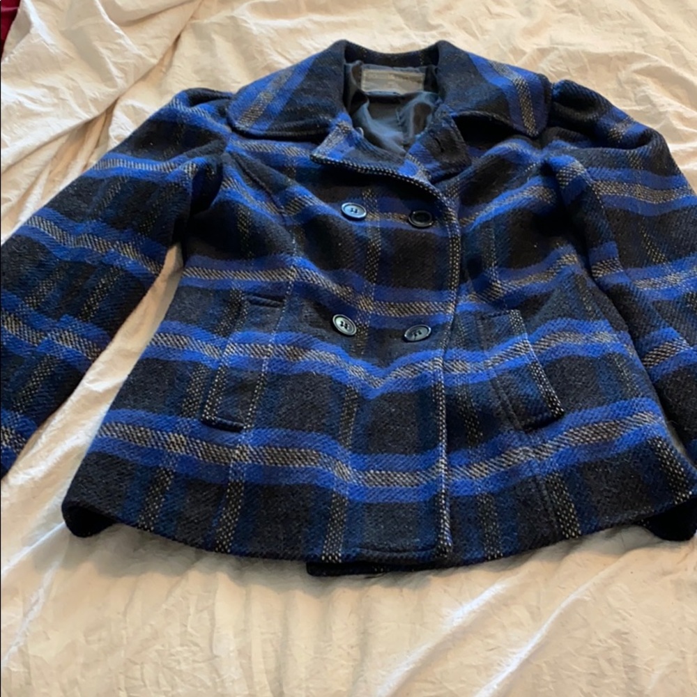 Plaid pea coat